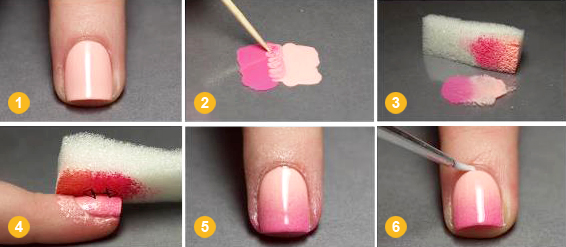 как накрасить ногти двумя цветами с плавным переходом с помощью губки