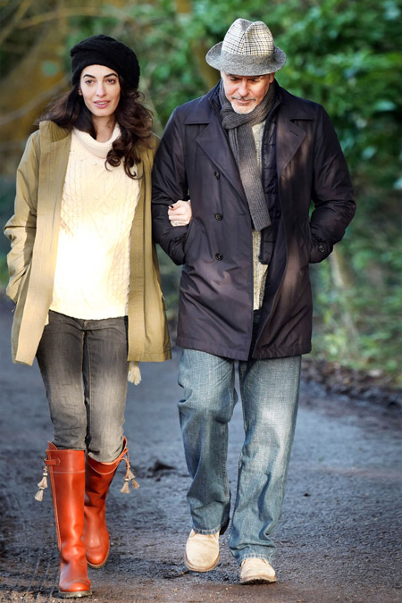 Амаль Клуни на прогулке с мужем, Соннинг, январь 2017