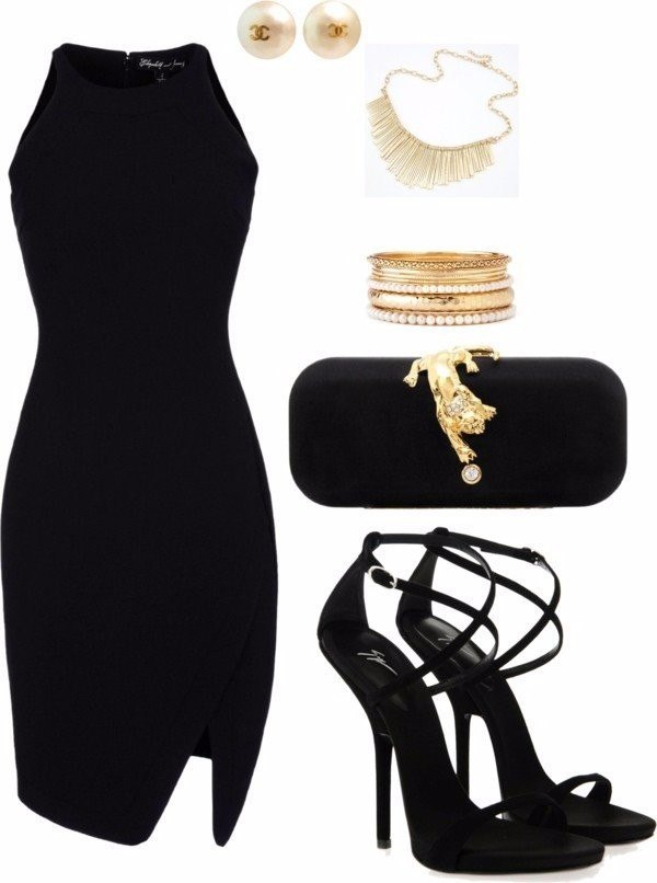 Черное платье лук