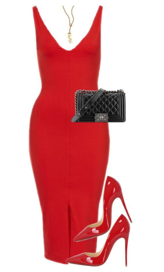 Эффектный выход: 7 потрясающих сетов с красным платьем